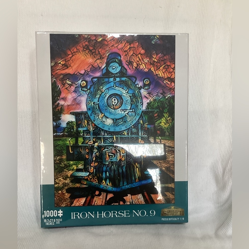 Depo Street Puzzles, 1000pc large puzzle. 19.7” x 27.6”  IRON Horse #9. NIB